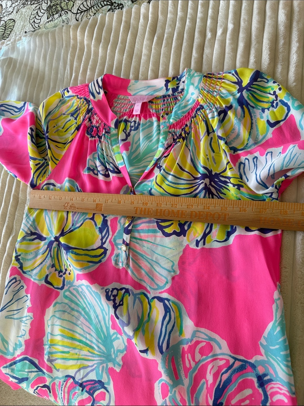 Lilly Pulitzer Elsa Hot Pink Multicolor Floral top XS - Picture 6 of 10